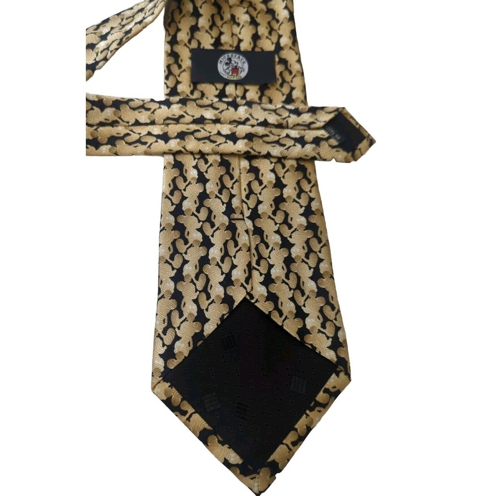 VTG Mickey And Company 100% Silk Neck Tie Gold And Black 57" X 4 " - Picture 3 of 3